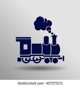 blue Train Icon on the gray background
