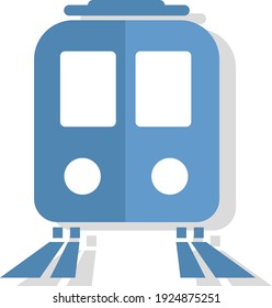 Blue train, illustration, vector on white background.