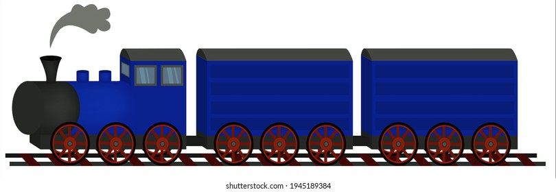 A blue train laden with parcels.