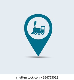 blue train location icon for maps 