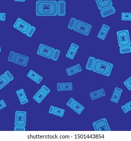 Blue Train ticket icon isolated seamless pattern on blue background. Travel by railway.  Vector Illustration