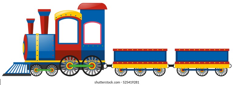 Blue train with two carts illustration