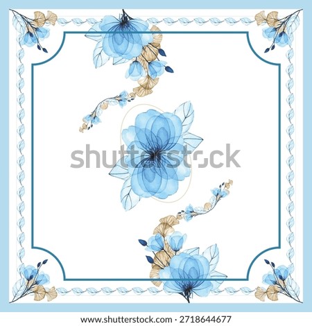 Blue Translucent Anemone Ginkgo Geometric Scarf Background