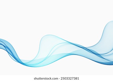 Blue translucent smoke wave flow,abstract blue wave background.