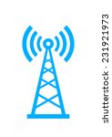 Blue transmitter icon on white background 