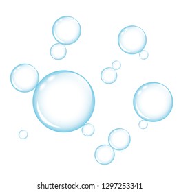 blue transparency soap bubbles on white background vector illustration EPS10