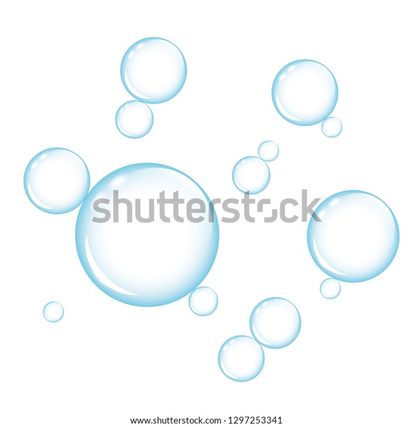 Blue Transparency Soap Bubbles On White Stock Vector (Royalty Free ...