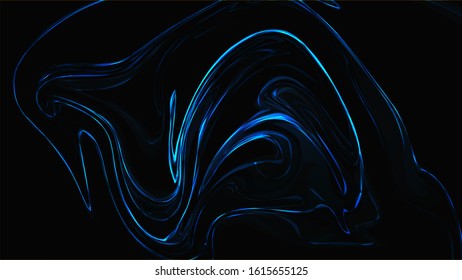 Blue transparent abstract shining magical cosmic magical energy lines, rays with highlights and dots and light shines on waves on a blue background from below. Vector illustration.