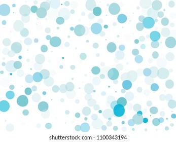 Blue transparent bubbles, circles on a white background. Bokeh preset, design element to create light, delicate patterns. Vector illustration