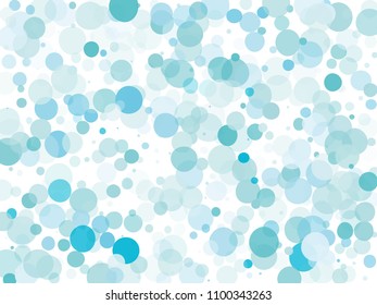 Blue transparent bubbles, circles on a white background. Bokeh preset, design element to create light, delicate patterns. Vector illustration