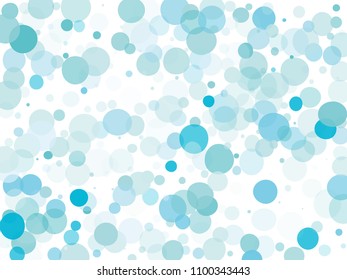 Blue transparent bubbles, circles on a white background. Bokeh preset, design element to create light, delicate patterns. Vector illustration