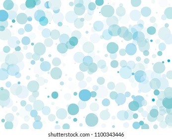 Blue transparent bubbles, circles on a white background. Bokeh preset, design element to create light, delicate patterns. Vector illustration