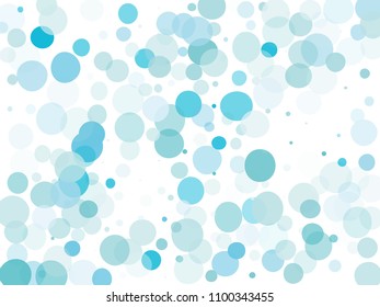 Blue transparent bubbles, circles on a white background. Bokeh preset, design element to create light, delicate patterns. Vector illustration