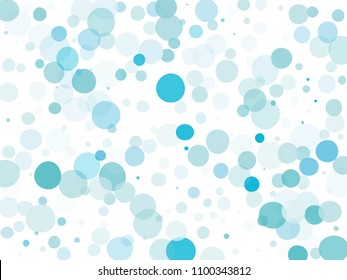 Blue transparent bubbles, circles on a white background. Bokeh preset, design element to create light, delicate patterns. Vector illustration