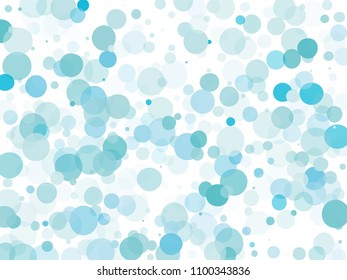 Blue transparent bubbles, circles on a white background. Bokeh preset, design element to create light, delicate patterns. Vector illustration