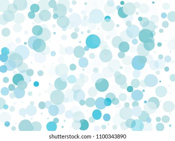 Blue transparent bubbles, circles on a white background. Bokeh preset, design element to create light, delicate patterns. Vector illustration