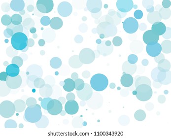 Blue transparent bubbles, circles on a white background. Bokeh preset, design element to create light, delicate patterns. Vector illustration