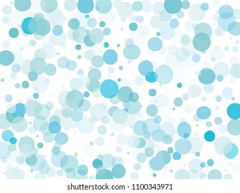 Blue transparent bubbles, circles on a white background. Bokeh preset, design element to create light, delicate patterns. Vector illustration