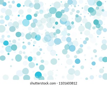 Blue transparent bubbles, circles on a white background. Bokeh preset, design element to create light, delicate patterns. Vector illustration