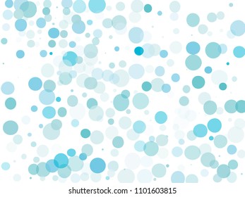 Blue transparent bubbles, circles on a white background. Bokeh preset, design element to create light, delicate patterns. Vector illustration