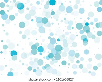 Blue transparent bubbles, circles on a white background. Bokeh preset, design element to create light, delicate patterns. Vector illustration