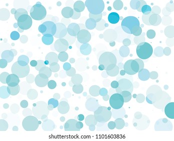 Blue transparent bubbles, circles on a white background. Bokeh preset, design element to create light, delicate patterns. Vector illustration