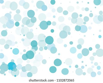 Blue transparent bubbles, circles on a white background. Bokeh preset, design element to create light, delicate patterns. Vector illustration