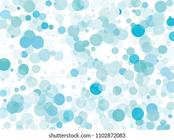 Blue transparent bubbles, circles on a white background. Bokeh preset, design element to create light, delicate patterns. Vector illustration