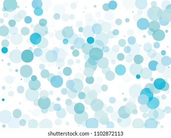 Blue transparent bubbles, circles on a white background. Bokeh preset, design element to create light, delicate patterns. Vector illustration