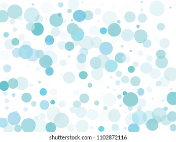 Blue transparent bubbles, circles on a white background. Bokeh preset, design element to create light, delicate patterns. Vector illustration