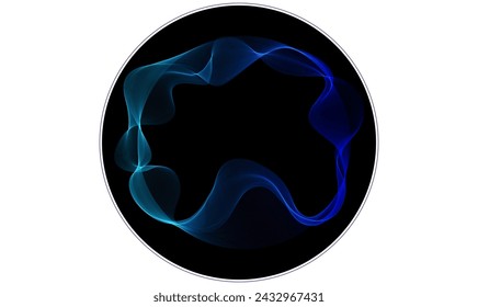 Blue transparent circular wave on abstract background, design element