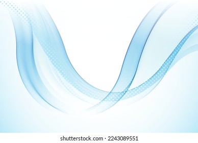 Blue transparent flow lines. Abstract wave design.