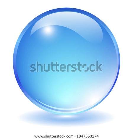 Blue transparent glass ball vector illustration on white background