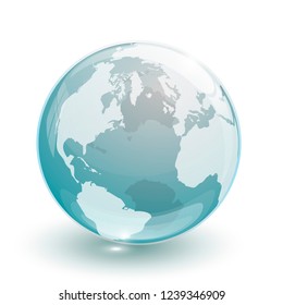 Blue Transparent Glass Earth Globe Isolated