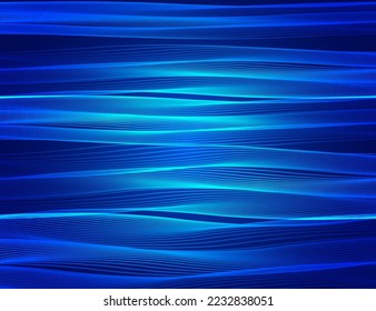 Corriente azul transparente de onda brillante. Tecnología moderna Antecedentes. Plantilla de tecnología de arte futurista. Ilustración vectorial digital. Resumen de fondo de pantalla de alta tecnología.