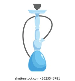 Cachimba transparente azul que se coloca en el fondo blanco, dispositivo oriental tradicional del tabaquismo