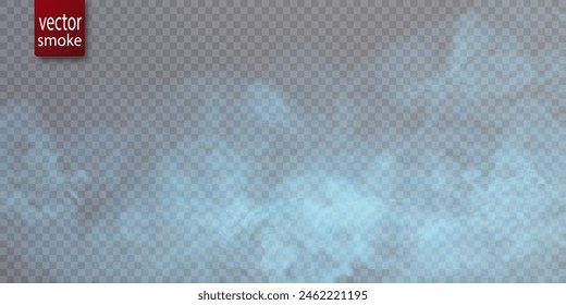 Fondo azul transparente del Vector de la nebulosa. Esmog de humo colorido sobre un fondo transparente. Vector