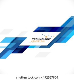 Blue transparent overlapping geometric on white and space for text. Business or technology futuristic template. Corporate business or tech identity design, online presentation website element.