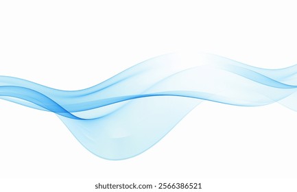 Blue transparent transparent smoky flow abstract wave , design element.