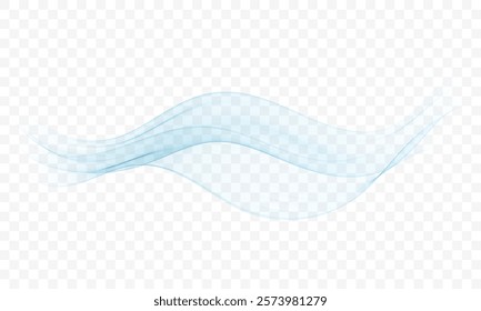 Blue transparent transparent smoky flow abstract wave , design element.