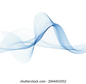 Blue transparent smoky stream of waves. Abstract design element.