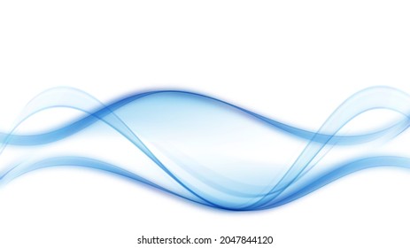 Blue transparent smoky stream of waves. Abstract design element.
