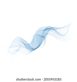 Blue transparent smoky stream of waves. Abstract design element.