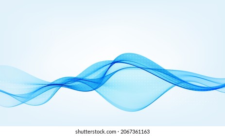 Oleada ahumada azul transparente de olas. Elemento de diseño abstracto.
