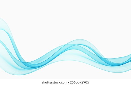 Blue transparent smoky wave flow,abstract wave background,design element.