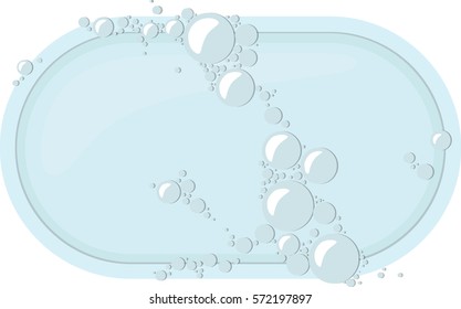 Blue transparent soap with foam bubbles