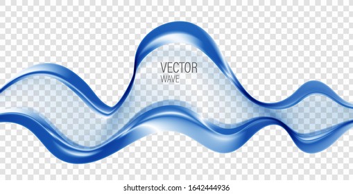 
Blue transparent wave. Abstract wave background. Design for poster, brochure, banner.