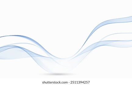Blue transparent wave flow wave. Abstract wave background.
