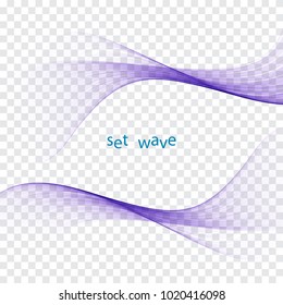 Blue transparent waves set.Abstract water wave background.