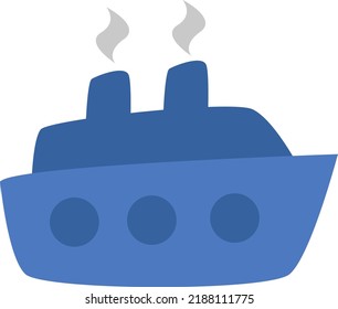 Blue transport ship, illustration, vector on a white background.